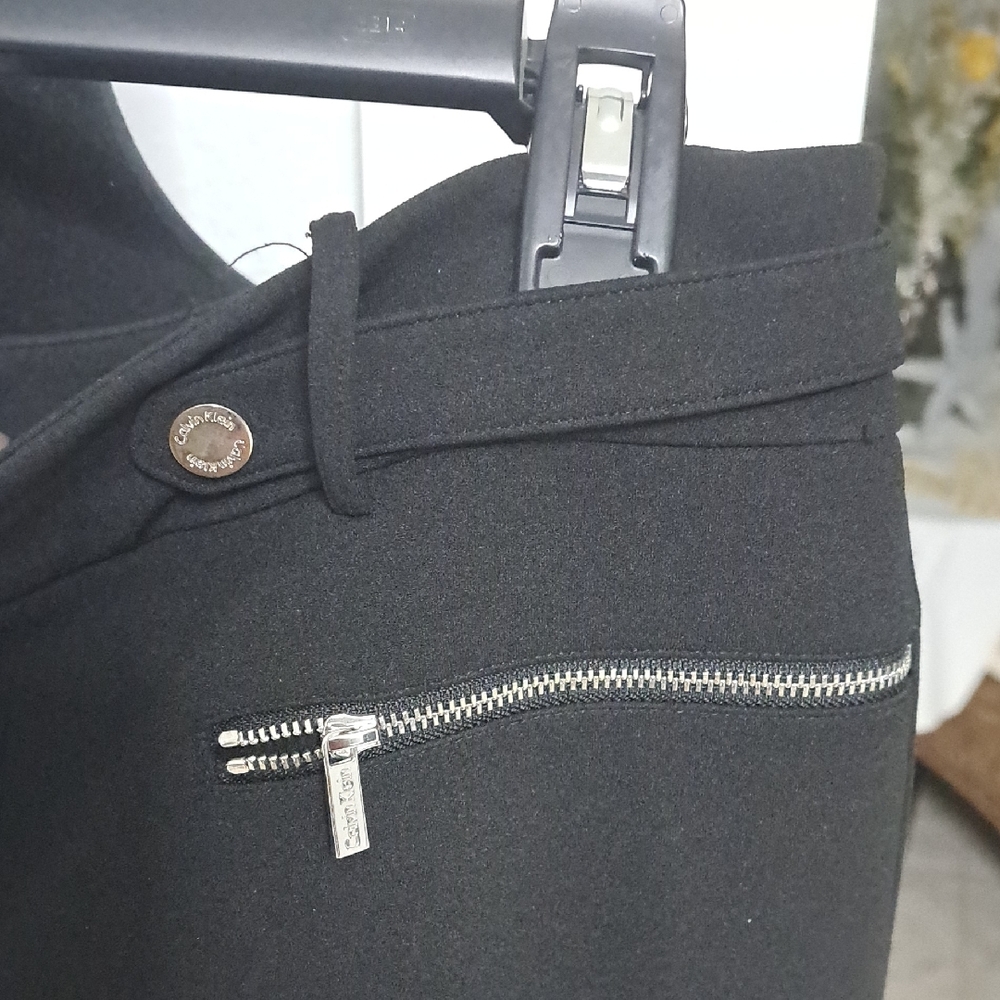 Black Pants with Silver Zipper Accents - Picture 3 of 7